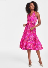 On 34th Women's Halter-Neck Floral Midi Dress, Created for Macy's - Magenta Moon