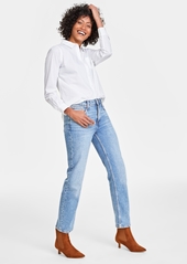 On 34th Women's High Rise Straight-Leg Jeans, Regular and Short, Created for Macy's - Medium Dark