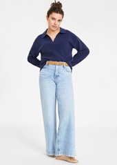 On 34th Women's High Rise Wide-Leg Jeans, Regular and Short, Created for Macy's - Dark Wash