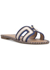 On 34th Women's Mansi Beaded H-Band Flat Sandals, Created for Macy's - Navy/White Beaded