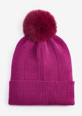 On 34th Women's Multi-Stitch Faux-Fur Pom Pom Beanie, Created for Macy's - Red