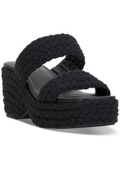 On 34th Women's Norina Woven Two Band Wedge Sandals, Created for Macy's - Black Raffia