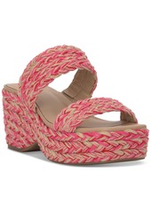 On 34th Women's Norina Woven Two Band Wedge Sandals, Created for Macy's - Black Raffia