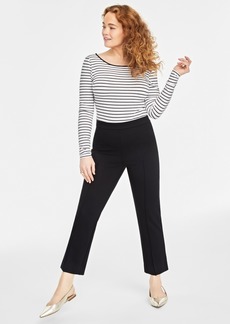 On 34th Women's Ponte-Knit Pull-On Ankle Pants, Created for Macy's - Deep Black