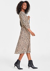 On 34th Women's Ruched-Mesh Midi Dress, Created for Macy's - Sunset Nud