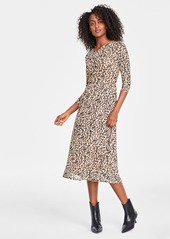 On 34th Women's Ruched-Mesh Midi Dress, Created for Macy's - Sunset Nud