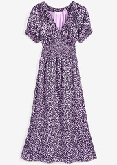 On 34th Women's Short-Sleeve Smock-Waist Midi Dress, Created for Macy's - Calla Lilac Combo