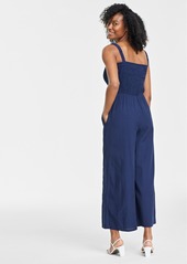 On 34th Women's Smocked Square-Neck Jumpsuit, Created for Macy's - Intrepid Blue