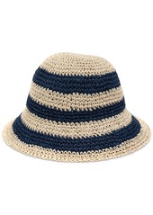 On 34th Women's Striped Crochet Cloche Hat, Created for Macy's - Navy