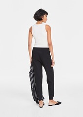 On 34th Women's Sweater-Knit Ribbed Joggers, Created for Macy's - Deep Black