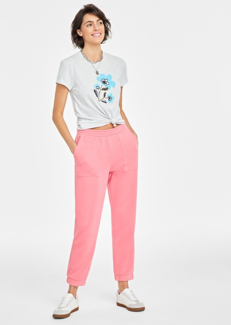 On 34th Women's Tapered Fleece Jogger Pants, Created for Macy's - Strawberry Ice