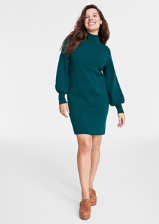 On 34th Women's Turtleneck Mini Sweater Dress, Created for Macy's - Dark Forest