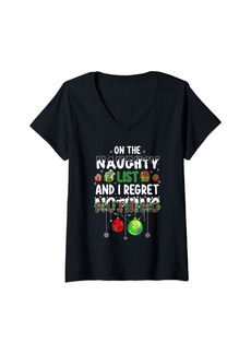 Womens On The Naughty List and I Regret Nothing V-Neck T-Shirt