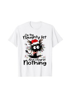 On The Naughty List I Regret Nothing Cat Christmas Lights T-Shirt