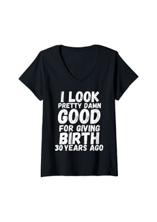 Womens 30th Birthday Mom 30 Year Old Son Daughter Child Squad Gift V-Neck T-Shirt