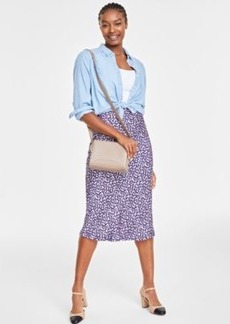 On Womens Chambray Shirt Sleeveless Tank Petal Midi Skirt Leslii Solid Handbag Dotti Cap Toe Pumps Created For Macys