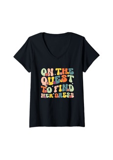 Womens Funny Wedding Dress Shopping On the Quest to Find her Dress V-Neck T-Shirt