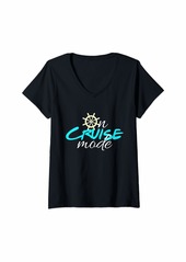 Womens On Cruise Mode T-Shirt Cruise Vacation Family Trendy Shirt V-Neck T-Shirt