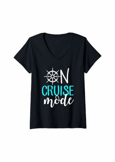 Womens On Cruise Mode T-Shirt Cruise Vacation Family Trendy Shirt V-Neck T-Shirt