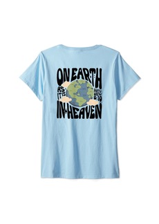 Womens On Earth As It Is In Heaven Christian Religious - On Back V-Neck T-Shirt