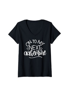 Womens On To My Next Funny Adventure Summer Funny Men Women V-Neck T-Shirt