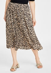 On Women's Pleated A-Line Midi Skirt, Created for Macy's - Safari Combo