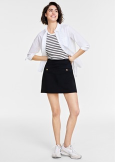Women's Ponte-Knit Mini Skirt, Created for Macy's - Deep Black