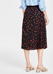 On Women's Printed Pleated A-Line Midi Skirt, Created for Macy's - Black/red Combo