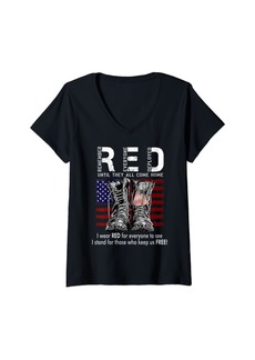 Womens R.E.D Friday Military Remember Everyone Deployed V-Neck T-Shirt
