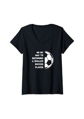 On Womens Skilled Soccer Player Football Player Sport Team Soccer Ball V-Neck T-Shirt