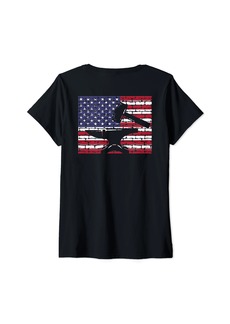 On Womens smith Anvil Patriotic Proud Vintage Summer 4th of July V-Neck T-Shirt