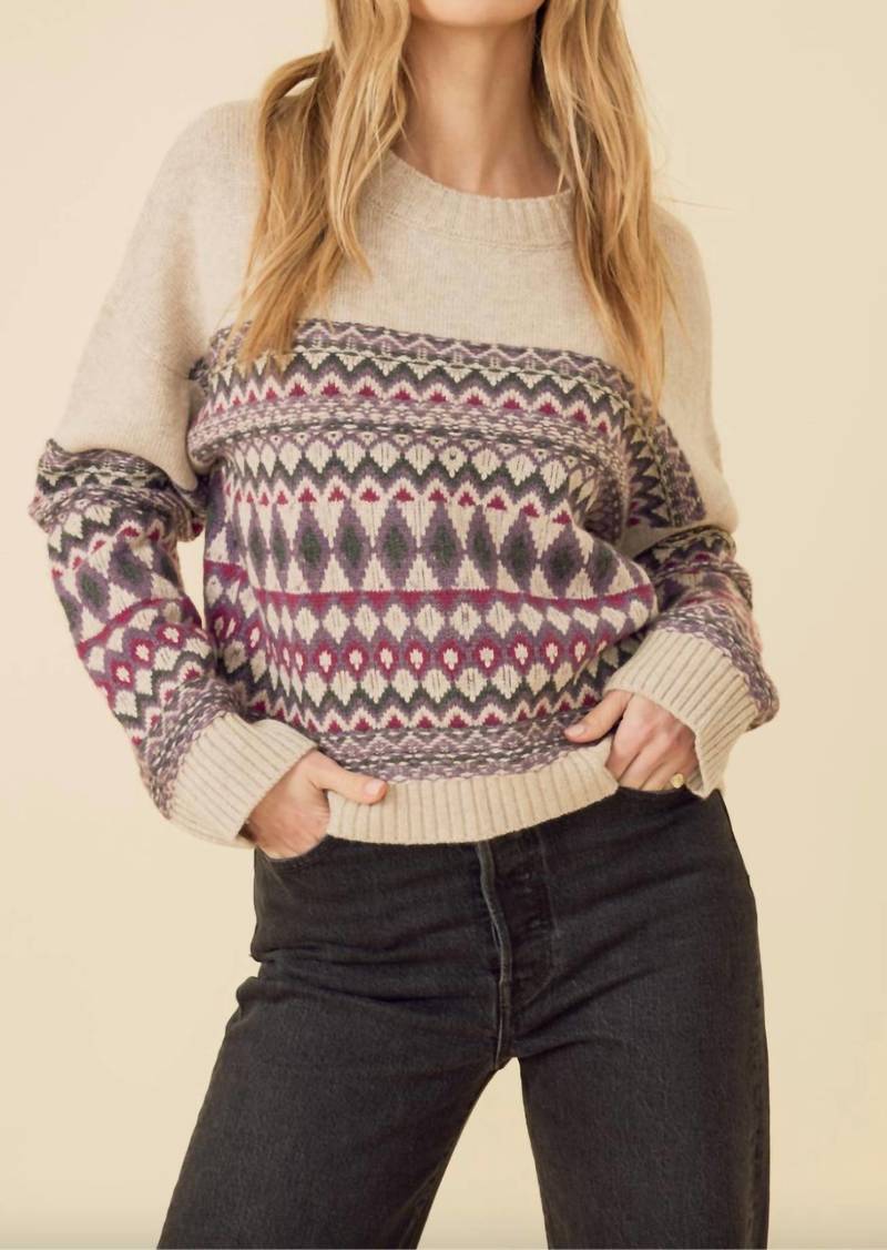 One Grey Day Wilma Pullover Sweater In Charcoal Combo