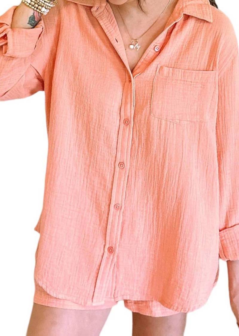 O'Neill Leni Crinkle Double Gauze Button Down Shirt In Canyon Sunset