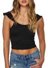 O'Neill Andy Flutter Sleeve Crop Top in Black at Nordstrom