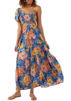O'Neill Aya Floral One-Shoulder Cutout Maxi Dress