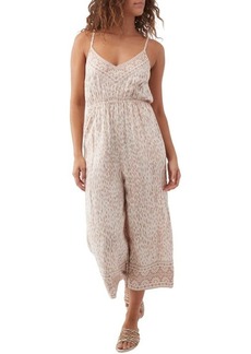 O'Neill Camile Animal Print Wide Leg Jumpsuit in Almond at Nordstrom
