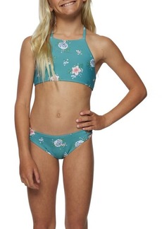 O'Neill Chan Floral Print Braided Two-Piece Swimsuit in Teal at Nordstrom