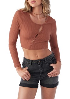 O'Neill Emery Rib Cutout Crop Top in Rustic Brown at Nordstrom Rack