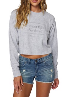 O'Neill Inlet Women of the Wave Crop Organic Cotton Sweatshirt in Heather Gr at Nordstrom