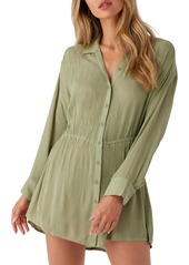 O'Neill Juniors' Spread-Collar Long-Sleeve Tunic Cover-Up - Oil Green