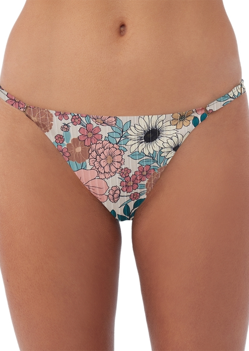 O'Neill Juniors' Tenley Floral-Print Caicos Bikini Bottoms - Cement