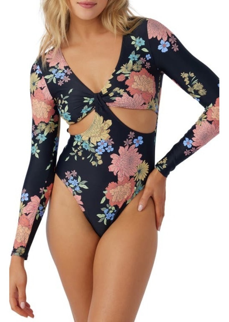 O'Neill Kali Key West Cutout Floral Long Sleeve One-Piece Swimsuit