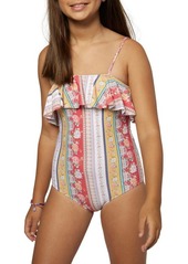 O'Neill Kids' Stella Ruffle One-Piece Swimsuit in Chrysanthemum at Nordstrom