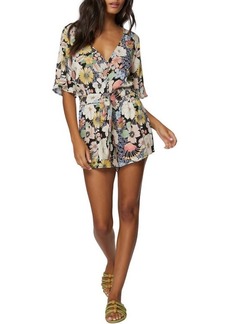 O'Neill Kyrie Floral Button Front Romper in Black at Nordstrom