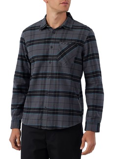 O'Neill Men's Redmond Plaid Stretch Flannel Shirt, Medium, Gray