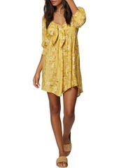 O'Neill Mindy Floral Tie Front Minidress in Yellow at Nordstrom