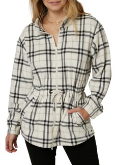 O'Neill Morro Plaid Print Fleece Jacket in Winter White at Nordstrom