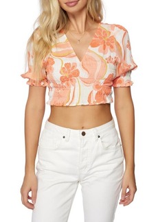 O'Neill Naomi Floral Crop Top in Peach at Nordstrom