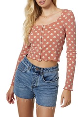 O'Neill Payton Floral Snap-Front Crop Top in Aragon at Nordstrom