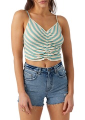 O'Neill Vallarta Stripe Ruched Crop Tank in Blue Multi Colored at Nordstrom Rack